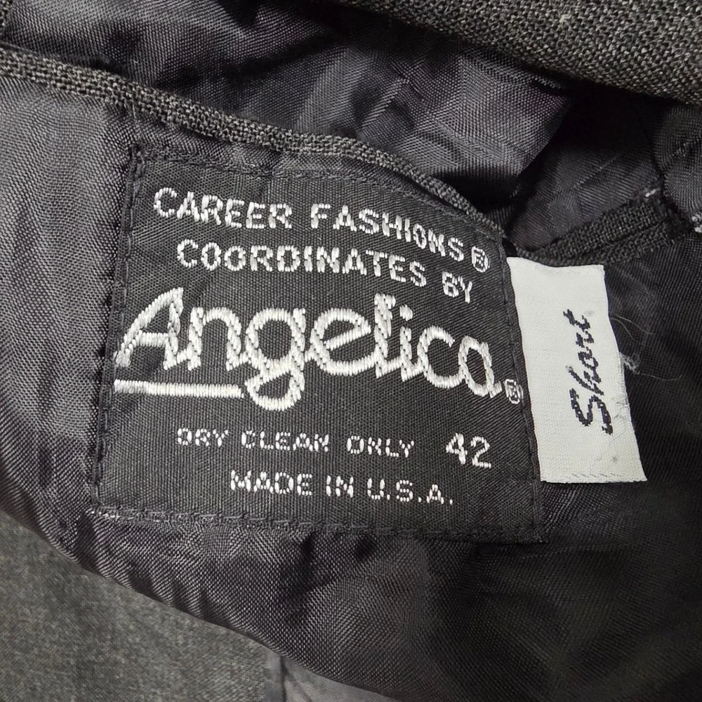 Angelica Career Fashions Mens 42 Short Blazer Charcoal Gray‎ 2-Button Sport Coat